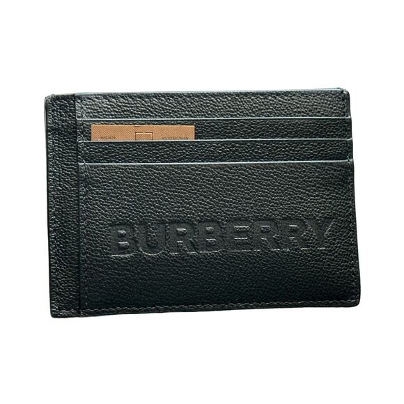 NWT $350 Burberry Logo Embossed Grained Leather Black Card Case 8052878 - Picture 1 of 8
